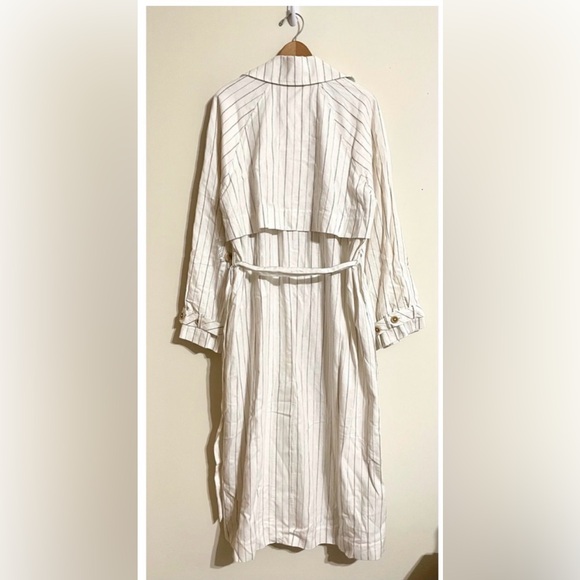 Free People Striped White Trench Coat